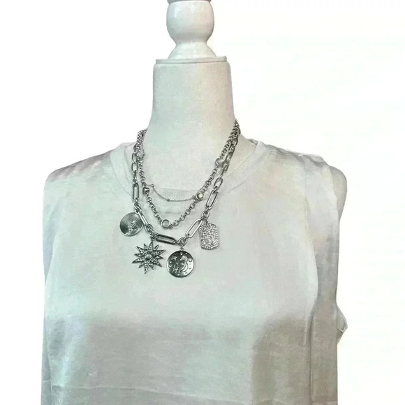 Chico’s Silver Center Stage 21” Convertible Necklace - Picture 1 of 2